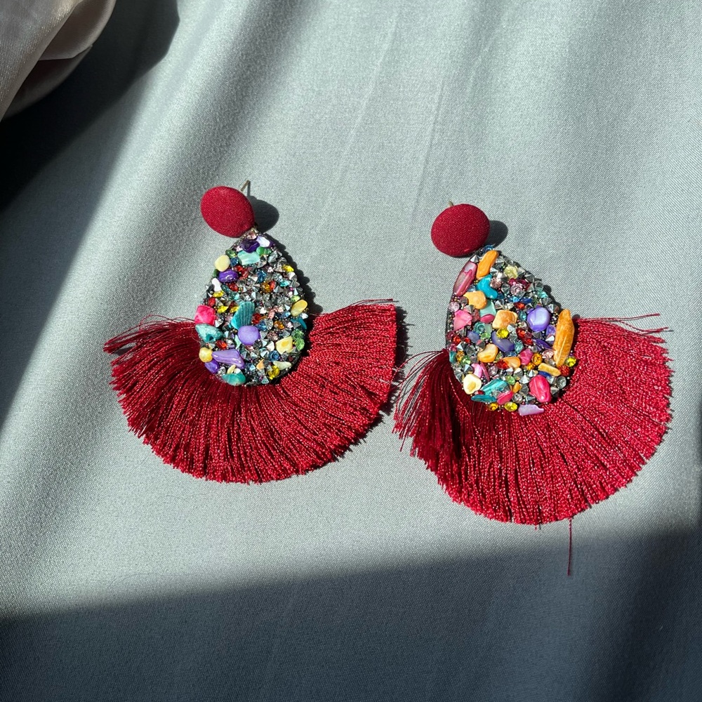 Red accent earrings